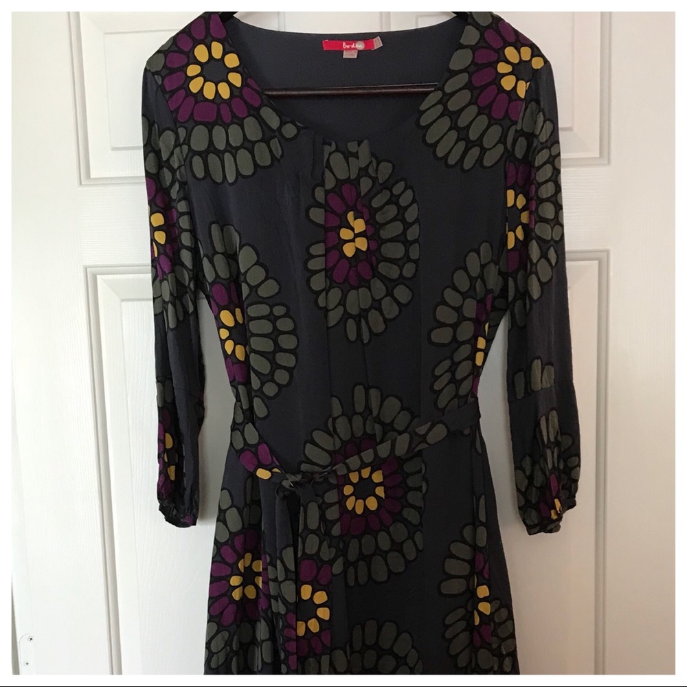 EUC BODEN 100% SILK BELTED SHIFT DRESS SIZE 16